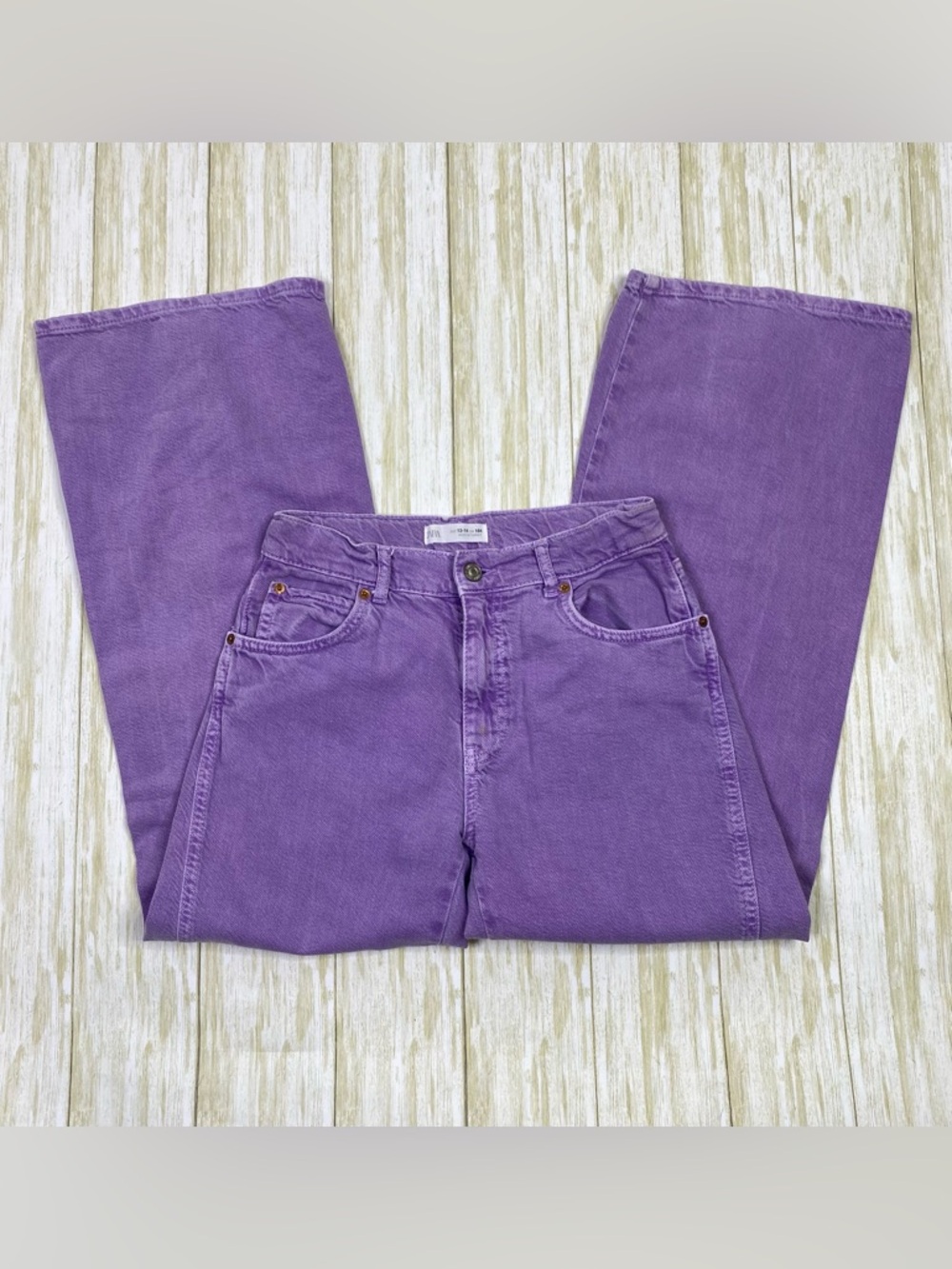 Zara Girls Purple Wide Leg Denim Jeans